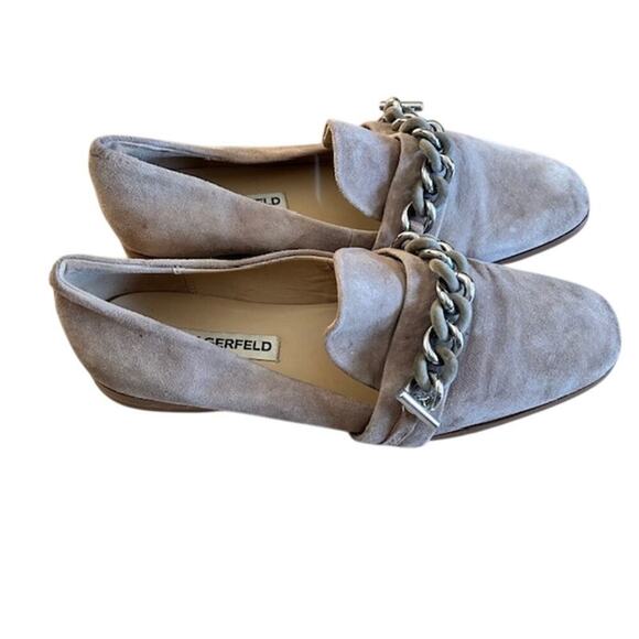 Karl Lagerfeld Paris Lynette Womens Tan Suede Chain Loafer Flats size 7.515 - Picture 4 of 8